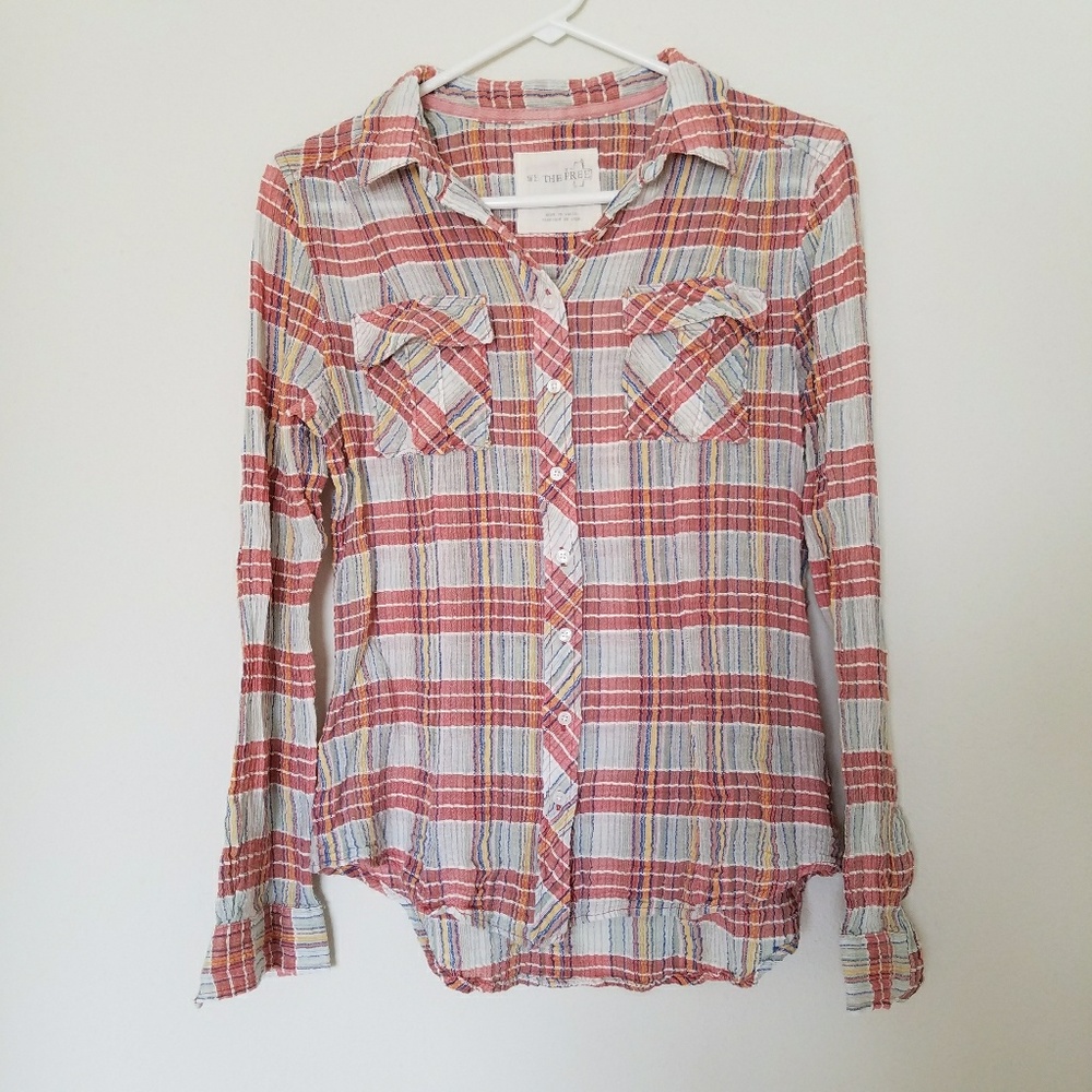 Free People Plaid Button Down